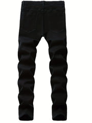 Mens Ripped Cotton Jeans Slim Fit Distressed Denim Pants