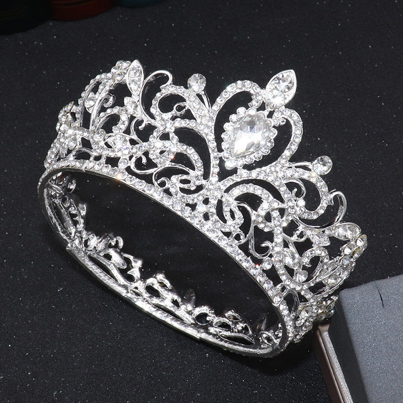 Golden Silvery Tiara Crystal Rhinestone Crown Cake Topper Birthday Girl