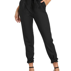 Bowknot Cropped Pants Solid Casual Pants For Spring & Summer
