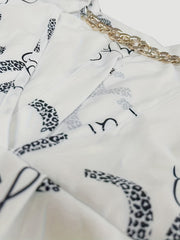 Casual Blouse Women's Plus Letter Print Button Up Roll