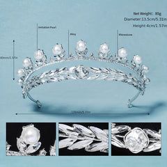 Crown Hair Band Rhinestone & Faux Pearl Decor Headband Bridal Wedding Headwear