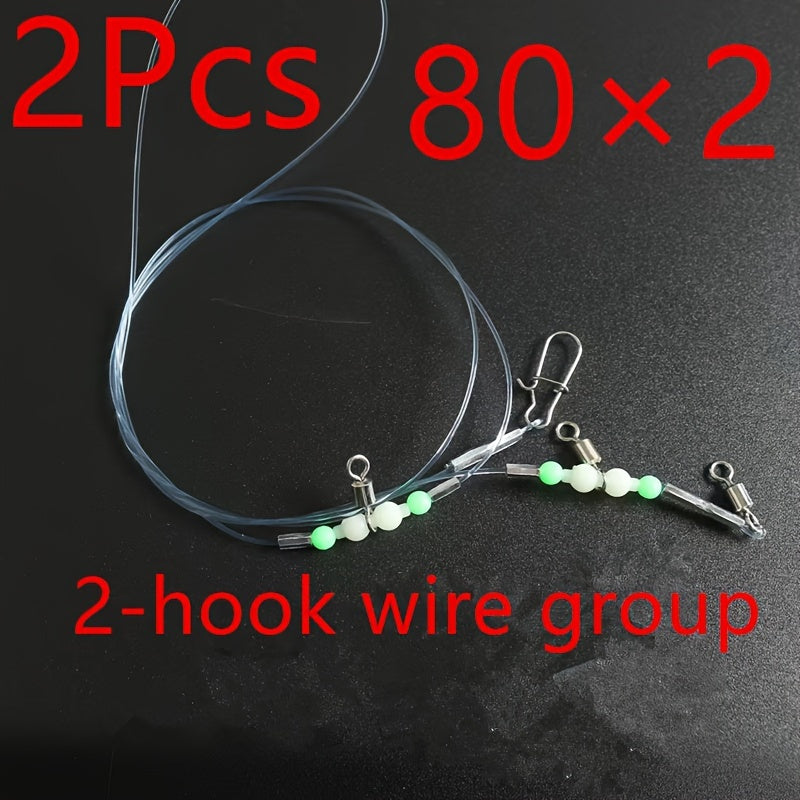 2pcs Nylon Line Luminous Beads Swivels Fishing Tackle