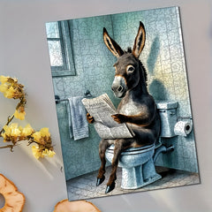 Challenging 500pcs Wooden Jigsaw Puzzle - Humorous Donkey Reading Newspaper