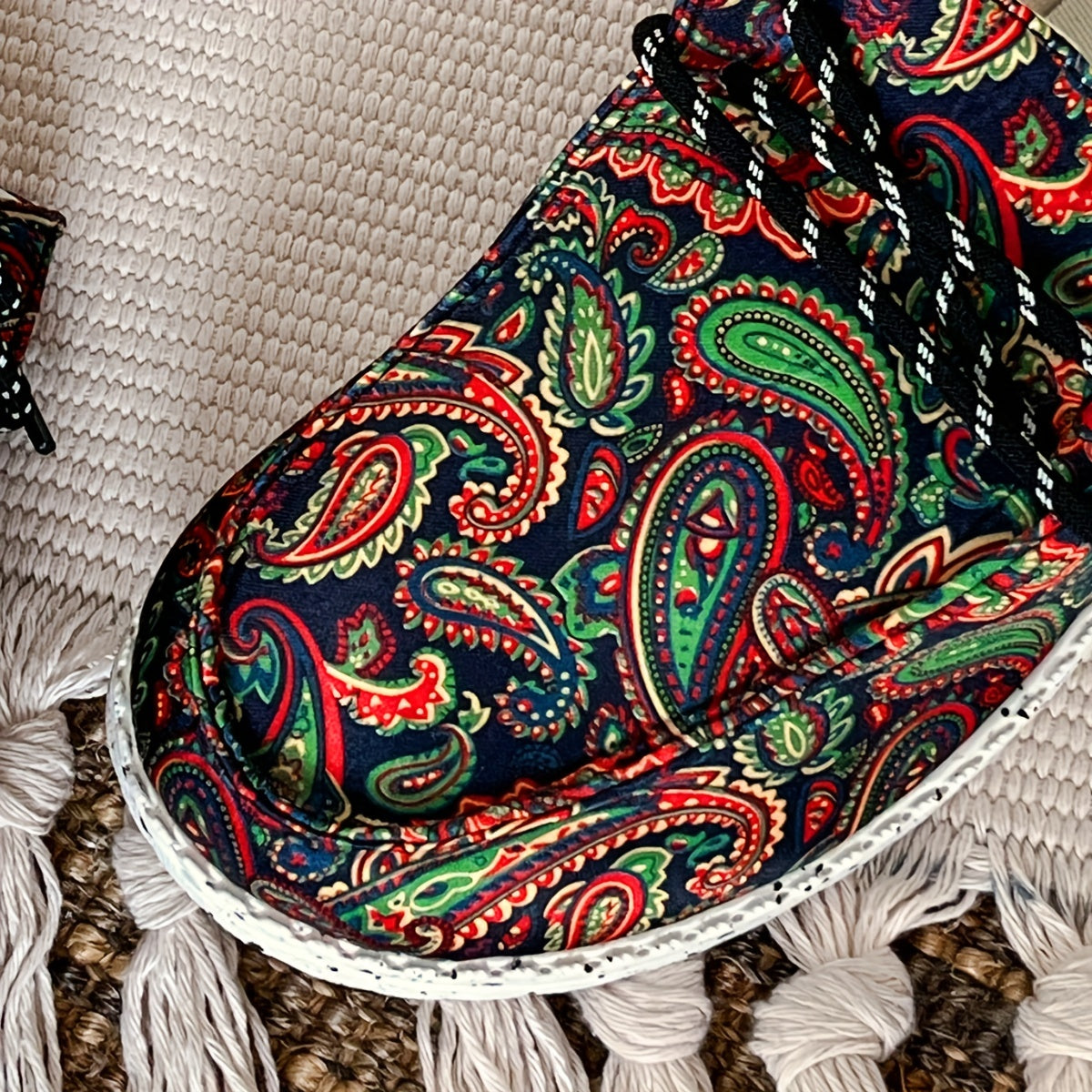 Women's Paisley Canvas Shoes Lace Up Lightweight Sneakers