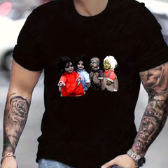 Creepy Doll Print Men's Graphic Active T shirt