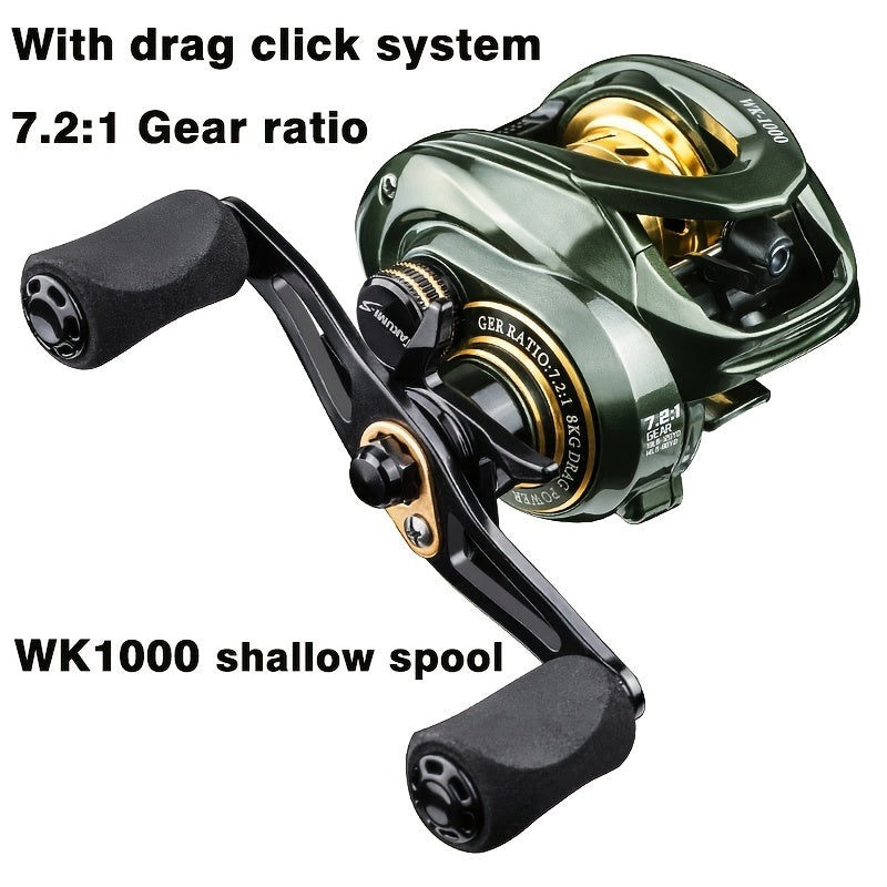 WK1000 Baitcasting Reel 8kg Gear Ratio 7 2 1 Fishing Up to 8kg
