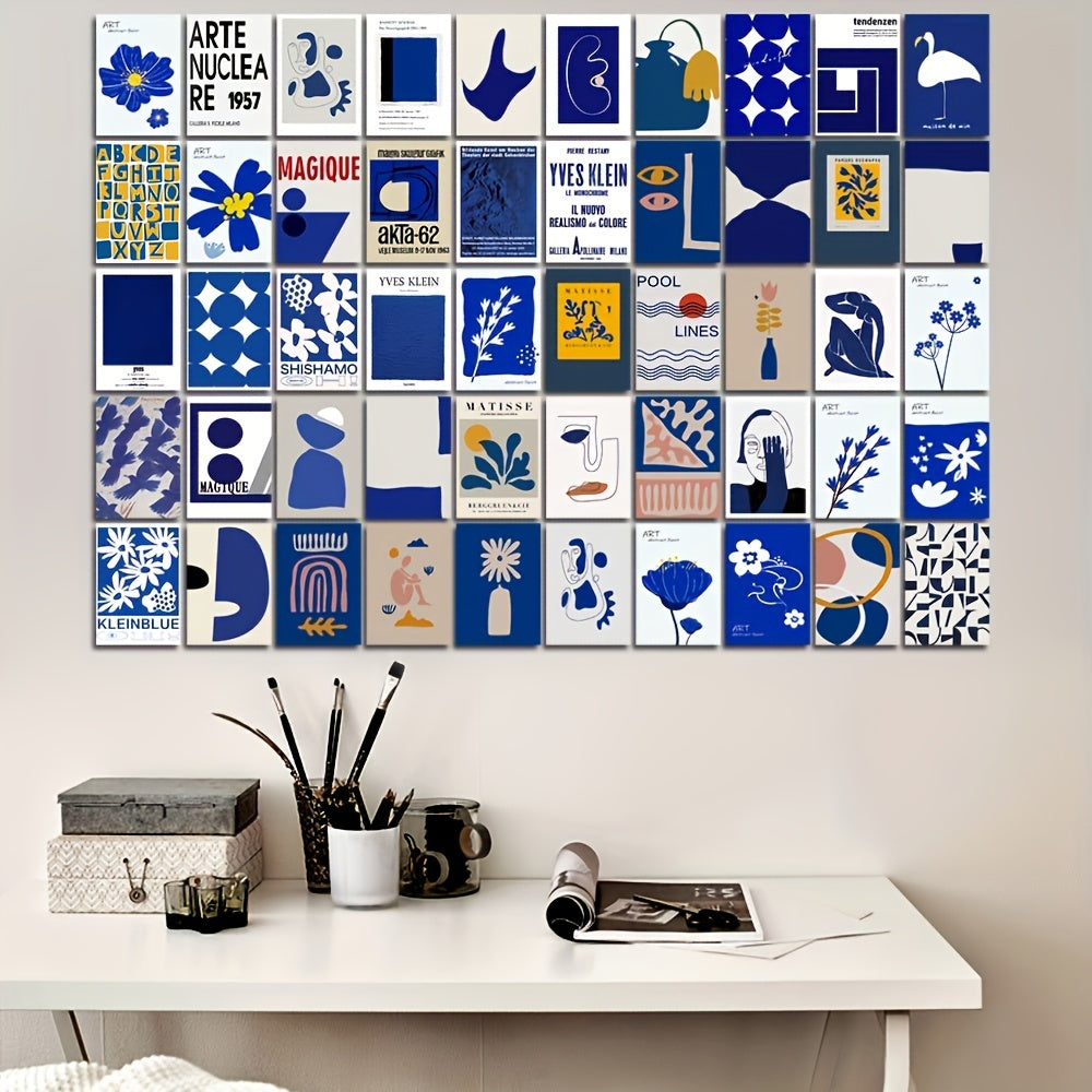 50pcs Klein Postcard Collage Set for Wall Aesthetics Wall Decoration Theme Room