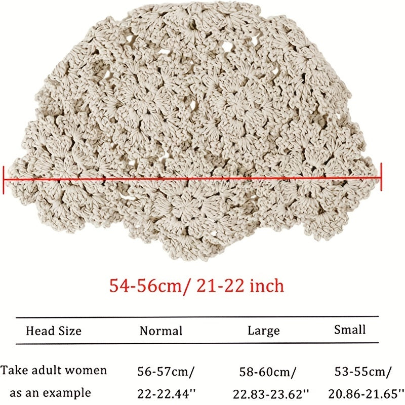 Vintage Lace Crochet Beanie Hat for Women
