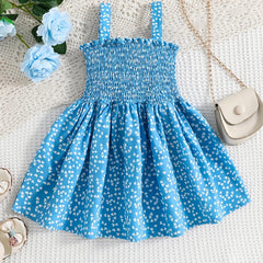 Baby Girls Heart Graphic Print Shirred Cami Dress