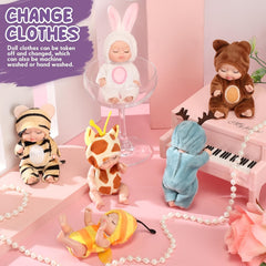 6 Pack Mini Dolls Set with Changeable Outfits Assorted Animal Costumes