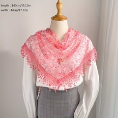 Hollow Lace Shawl Fringed Scarf Lightweight Breathable Shawl Wrap