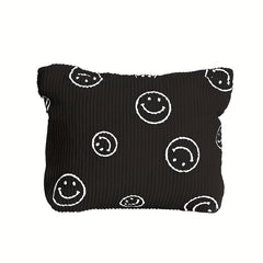 Smile Face Makeup Bag Large Capacity Corduroy Toiletry Organizer