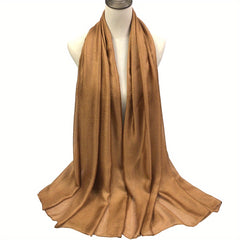 Solid Pearlescent Scarf Hijab Warm Shawl Women Windproof Head Wrap