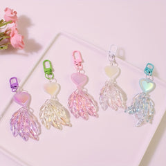 Colorful Love Feather Acrylic Keychain For Girls