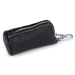 Cowhide Car Key Holder Keychain Zipper Keys Storage Bag
