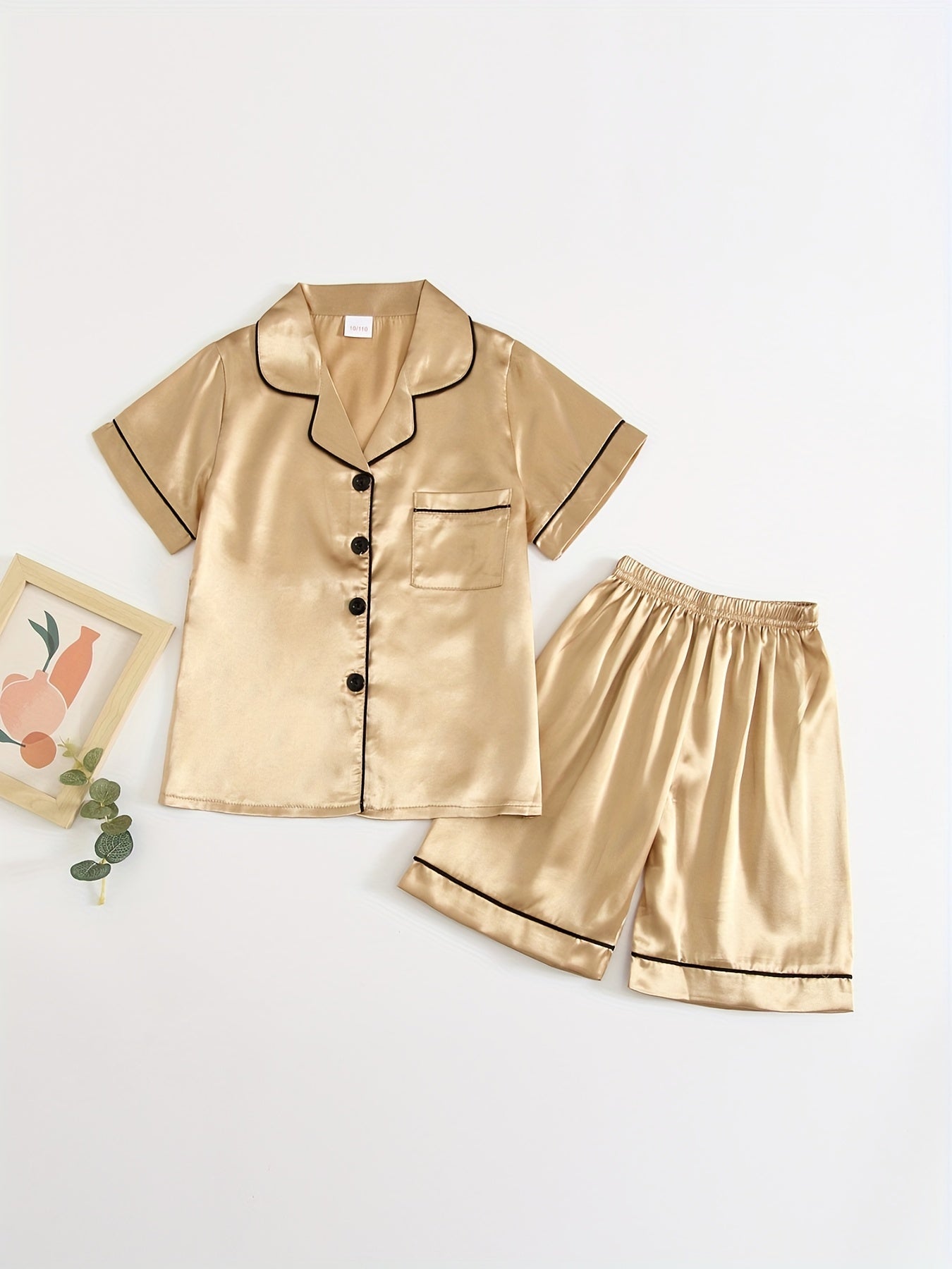 Toddler Girls Boys Pajamas Set 2 Pcs Kids Short Sleeve Button Down