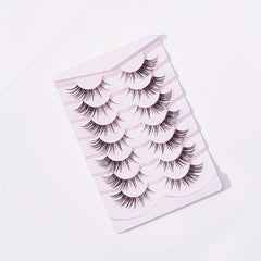 7 Pairs Full False Lashes 6-15mm Wispy Clear Band Natural Long Volumized