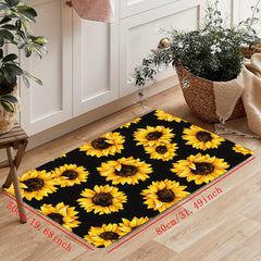 Sunflower Printed Kitchen Rug Anti Slip Absorbent Soft Cushioned