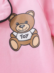 Boys' Pink Bear Print Pajama Set Short Sleeve Tops & Shorts