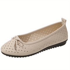 Women's Bowknot Flat Shoes Breathable Solid Hollow Out Casual Flats