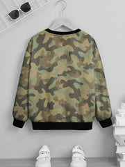 Kids Camo Printed Sweatshirt Long Sleeve Round Neck Pullover Top