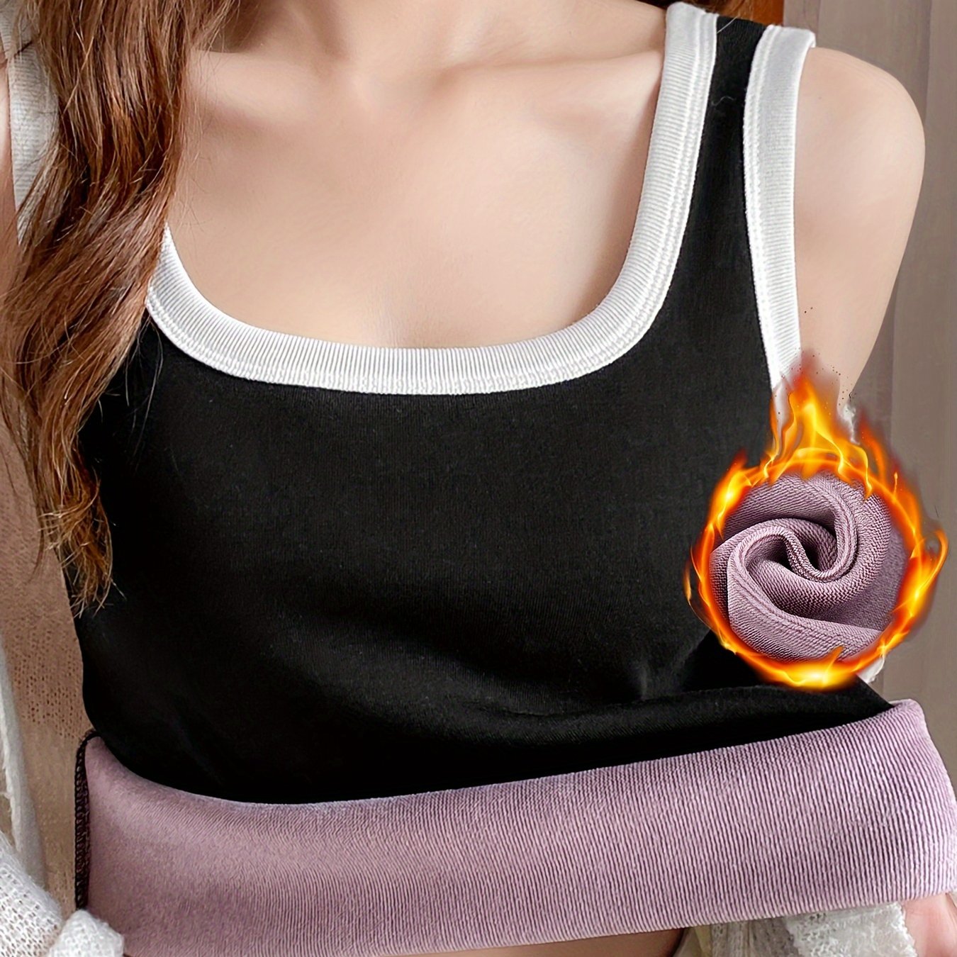 Colorblock Trim Thermal Top Sleeveless