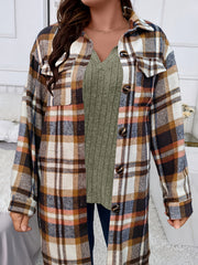 Women's Plaid Brushed Mid Length Loose Jacket