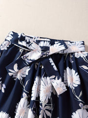 Girls Flowers Graphic Belted Skirt for Party Kids Summer Clothes