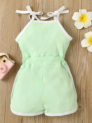 Toddler Girls Tie Shoulder Bow Cami Rompers