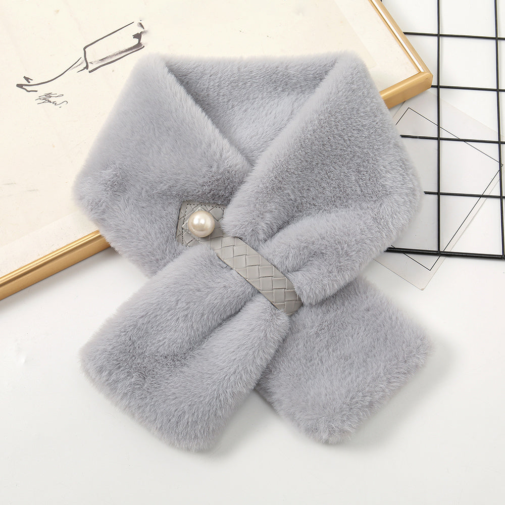 Warm Rabbit Fur Neck Scarf Thicken Plush Collar Neck Wrap Scarves