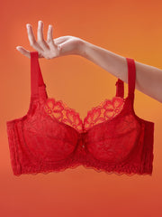 Women's Lace Bow Full Cup Bra Breathable Comfortable Solid Bras