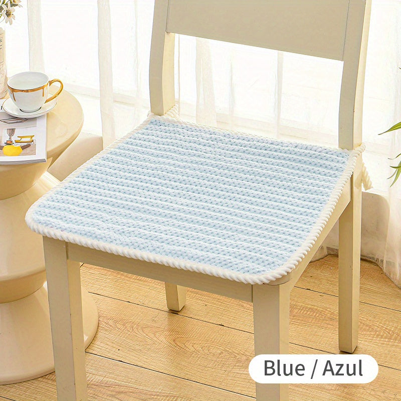 Stripe Pattern Chair Cushion Minimalist Style Four Seasons Corduroy Fabric