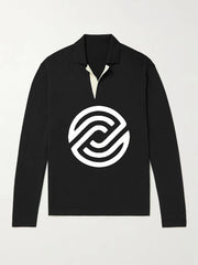 Geometric Pattern Knit Polo Shirt Men's Casual Pullover Sweater
