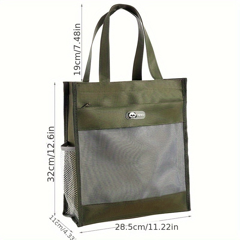 Large Capacity Shoulder Bag with Mesh Bag for Work School College