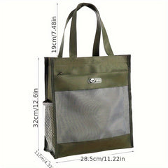 Large Capacity Shoulder Bag with Mesh Bag for Work School College