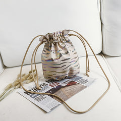 Strip Pattern Bucket Bag Crossbody Purse for Streetwear