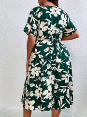 Floral Print Boho Dress with Thigh Split