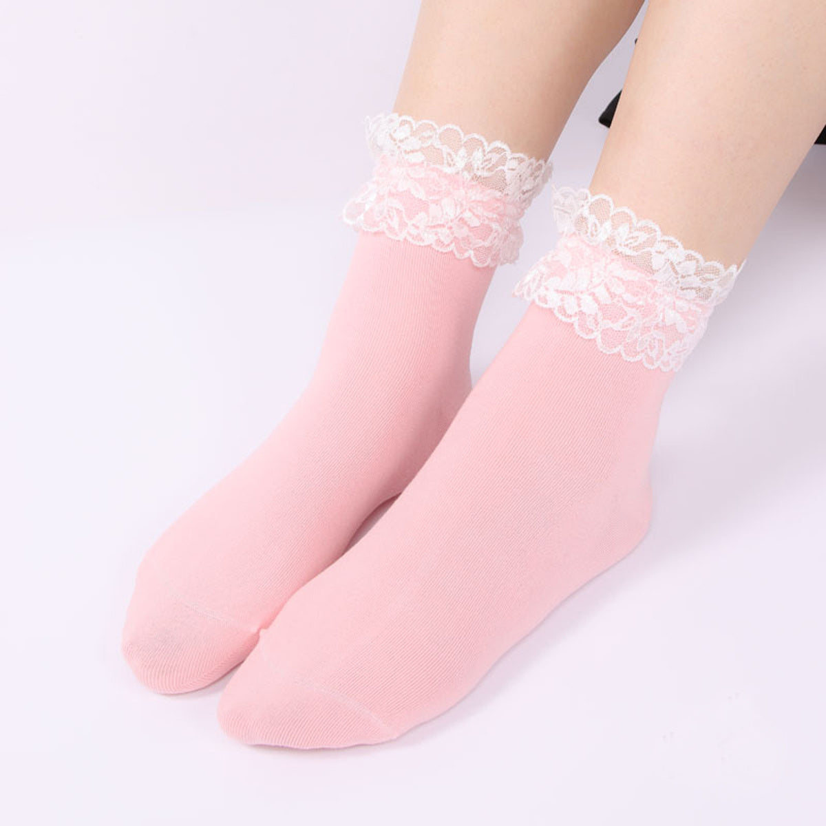 Lace Crew Socks Lightweight Comfy Mid-tube Stockings