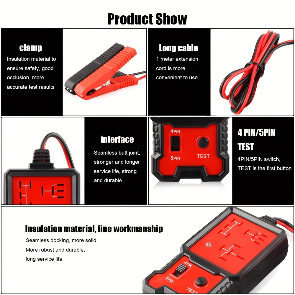 Red Relay Tester 12V Universal Automotive Circuit Detector Checker