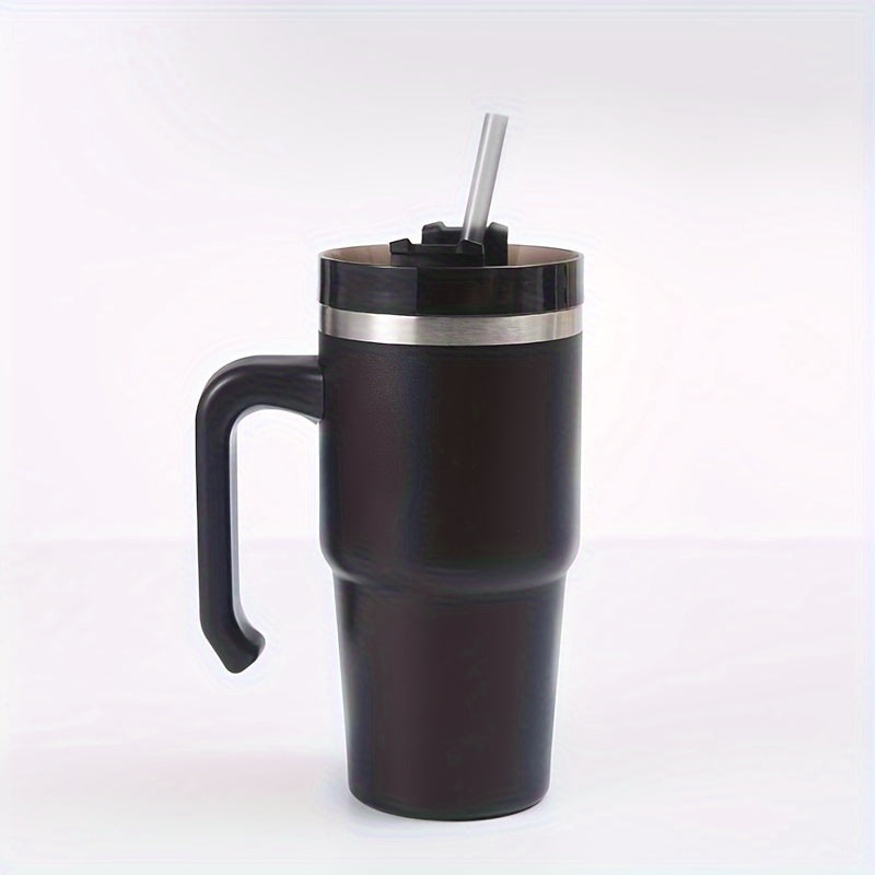 20oz Stainless Steel Insulated Car Cup with Handle Straw