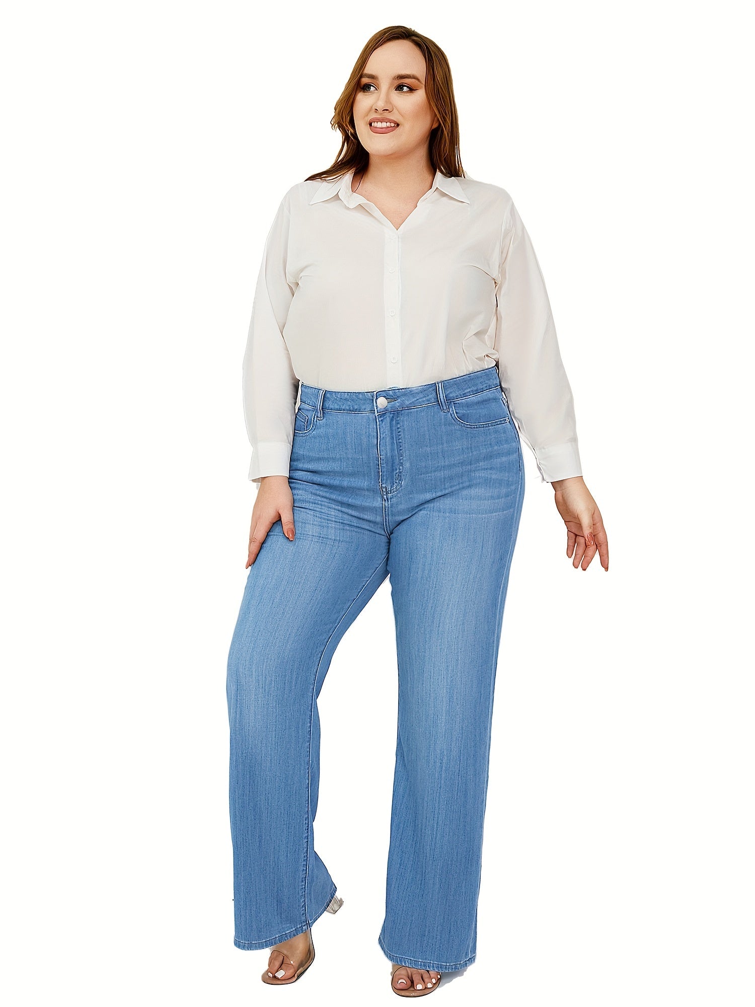 High Waist Wide Leg Plus Size Jeans