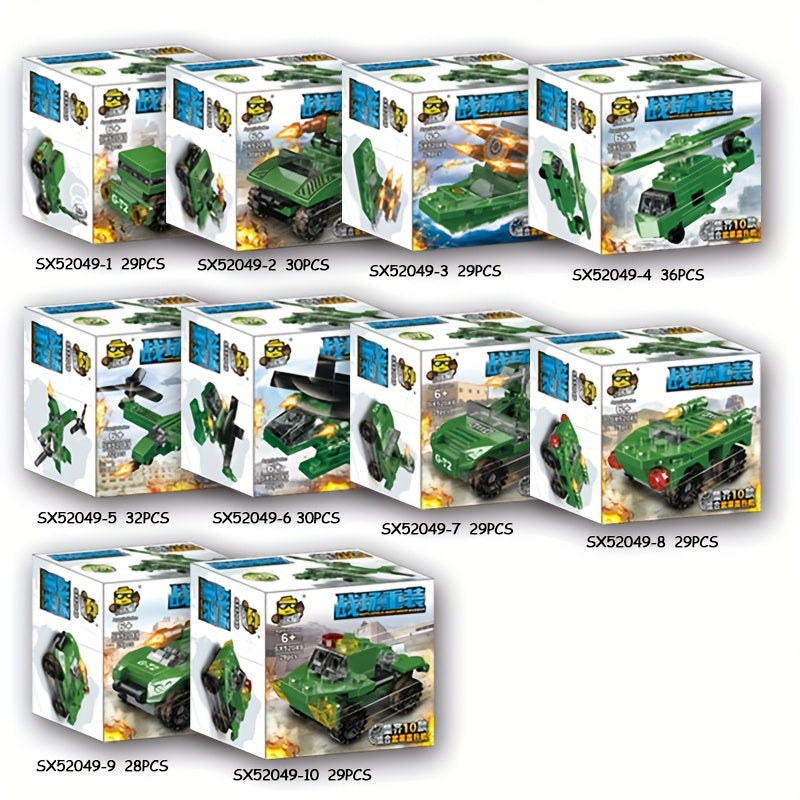 Military Building Blocks Set - Helicopters, Tanks - 10 in 1 Toy