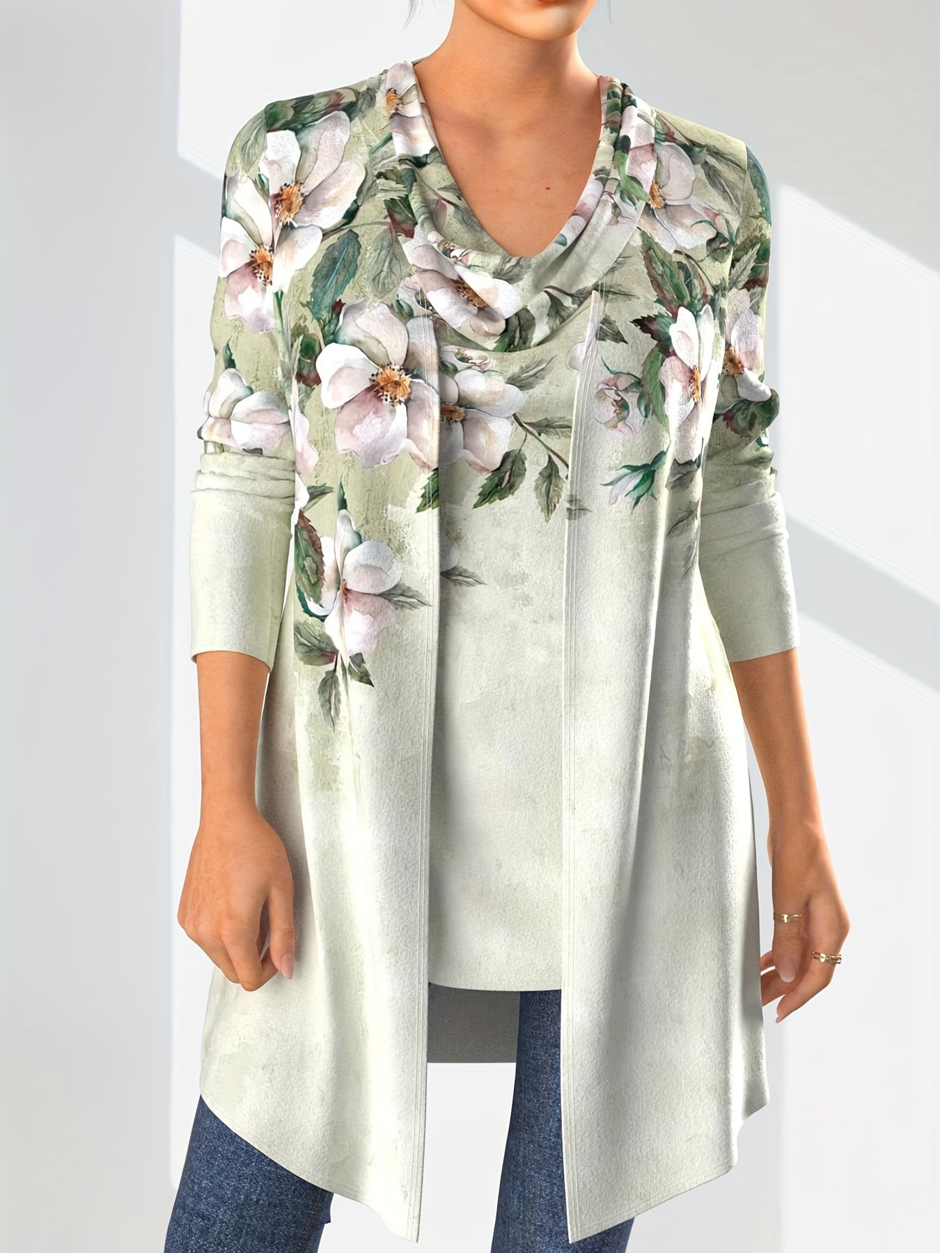 Floral Print Tank Top & Cardigan Set