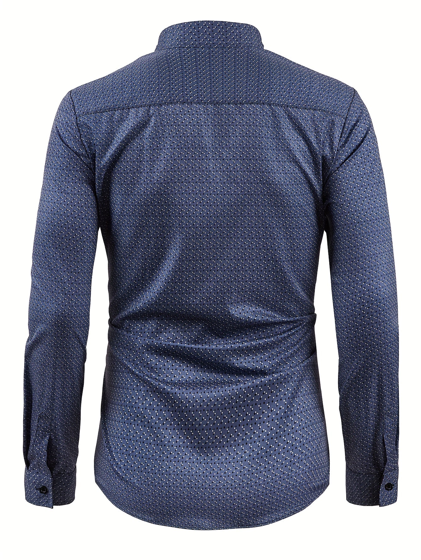Men s Dot Printed Shirt Regular Fit Long Sleeves Turn Down Collar