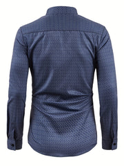 Men s Dot Printed Shirt Regular Fit Long Sleeves Turn Down Collar