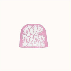 Y2K Candy Knit Beanie Hat Hip Hop Letter Jacquard Warm Cap