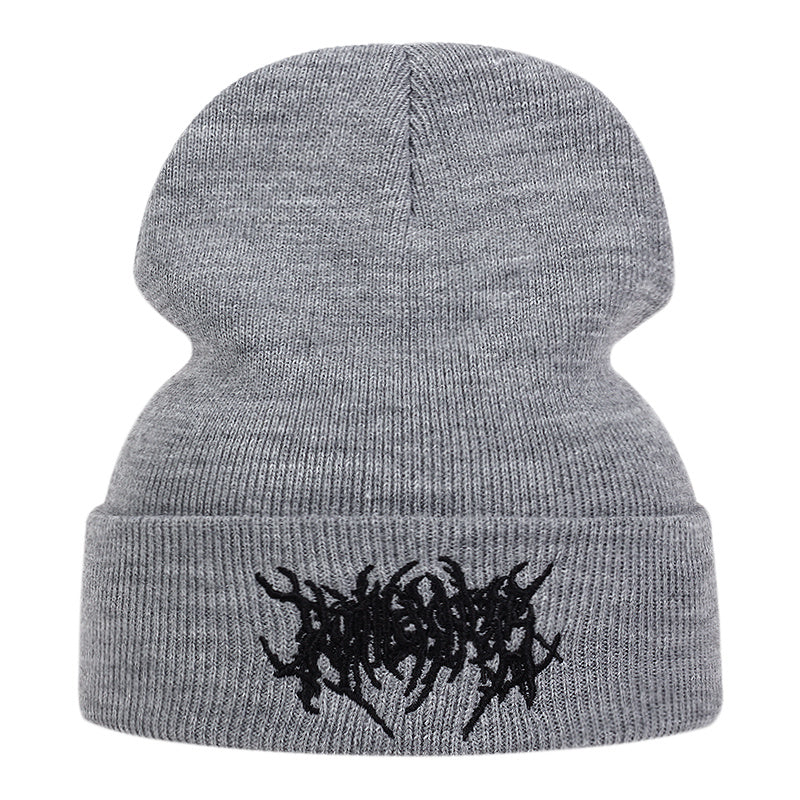 Men's Knitted Embroidered Beanie Hat