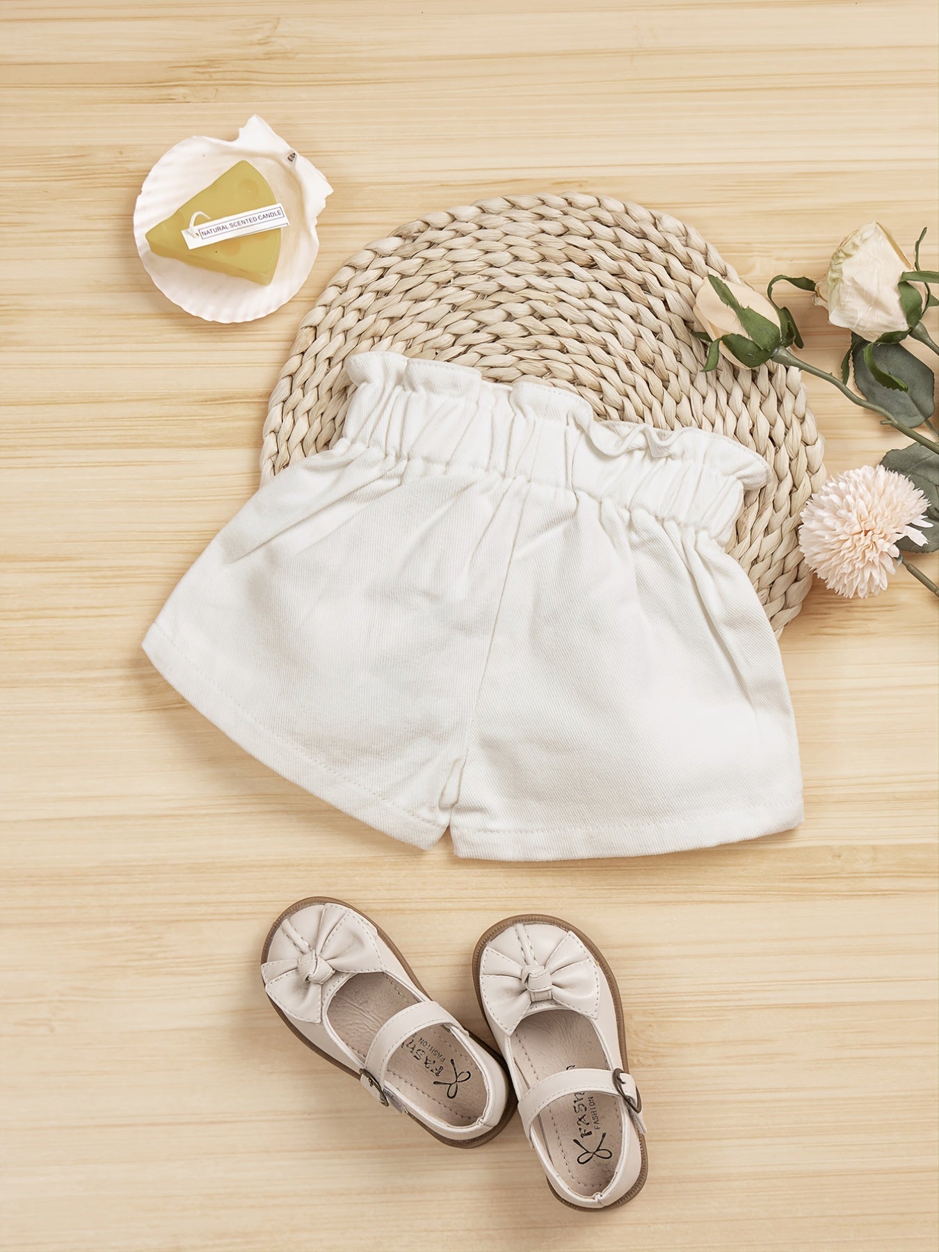Baby Girls Bow Ruffle Elastic Waist Shorts