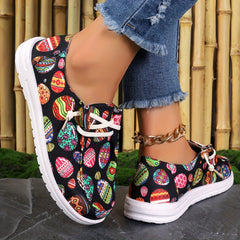 Easter Eggs Print Canvas Slip-on Shoes Lightweight & Comfortable