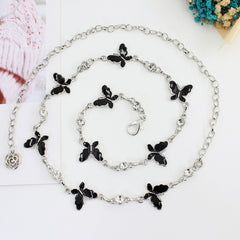 Women's Butterfly Rhinestone Decorative Metal Waist Chain